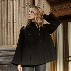 DOEN Nantucket Coat / Black / Size Large / New with Tags / Swing / Pea Coat